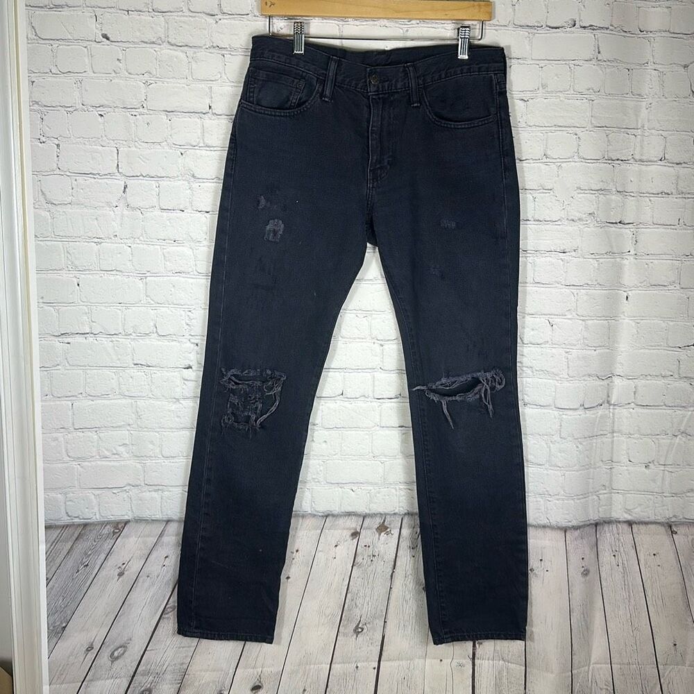 Levi’s Men’s 511 Black Slim Fit Distressed‎ Destroyed Jeans Denim size 32 x 32